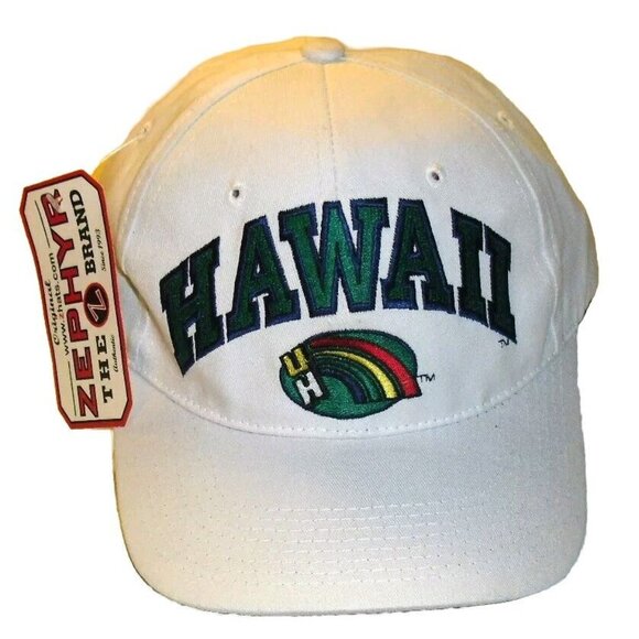 Hawaii Rainbow Warriors Vintage 90s Mens Zephyr White Snapback hat cap Ncaa - Picture 1 of 4
